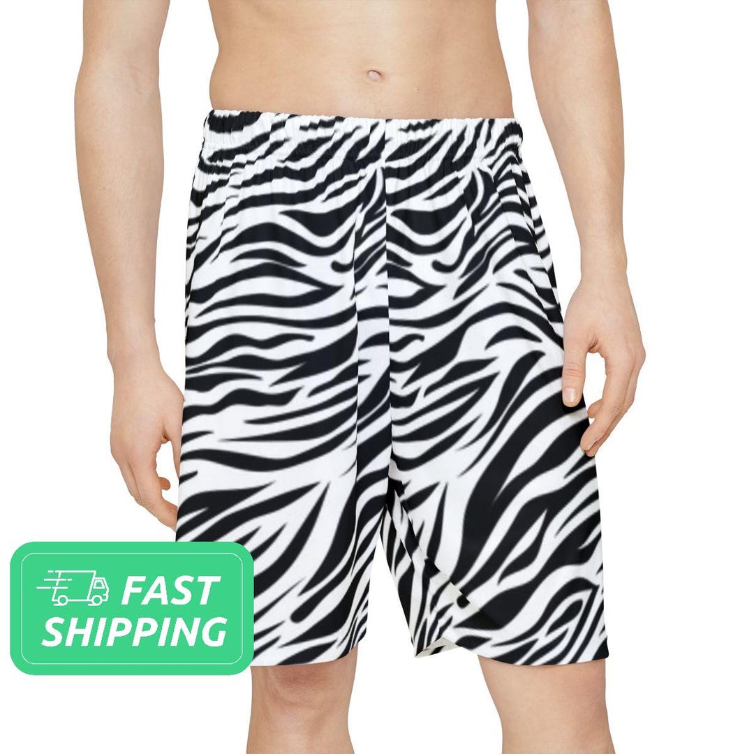 Zebra Pattern Men's Sports Shorts / Striped Pattern Men's Sports