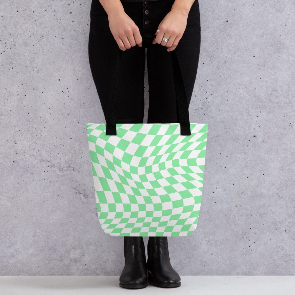 Buy Green Checkered Tote Bag Green Checkers Library Bag Cute
