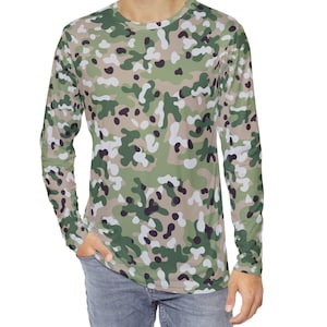 Forest Camo Herren Langarmhemd / Camouflage Herren Langarmhemd / Camouflaged Herren Langarmhemd