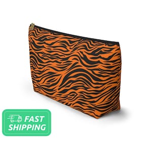 Tiger Stripe Accessory Pouch / Tiger Pattern Accessory Pouch / Makeup Bag