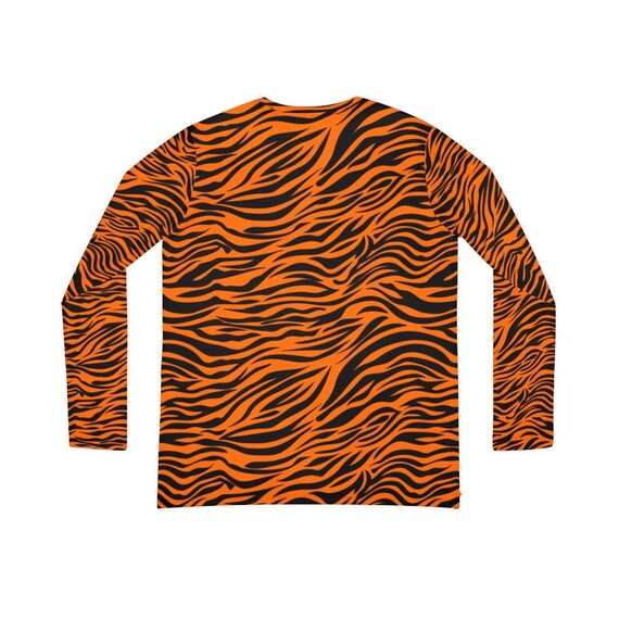 Tiger Stripe Long Sleeve V-neck Shirt / Tiger Pattern Long Sleeve