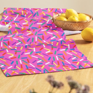 Rainbow Sprinkles Table Runner, Pink Birthday Party Decorations, Colorful party decor, Runner, Home Decor Gift