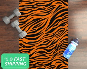 Tiger Stripe Yoga Mat / Tiger Pattern Yoga Mat / Rubber Mat