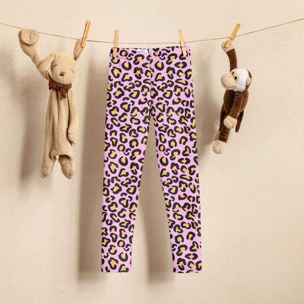 Safari Pink Leopard Birthday Kid's Leggings / Girls cheetah leggings / Jungle Birthday Outfit