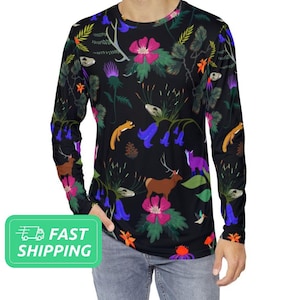 Natur Muster Herren Langarmhemd / Wald Muster Herren Langarmhemd