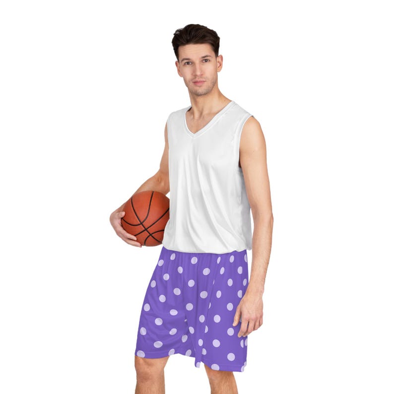 Mayor Lewis's Lucky Purple Basketball Shorts, Star Dew Valley Inspired Athletic Wear, Gaming Gift for Gamers, Lucky Charm Clothing, Sporty image 6