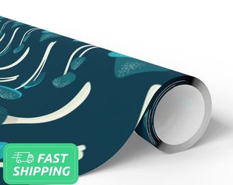 Inpakpapier blauwe paddenstoel / Cadeaupapier