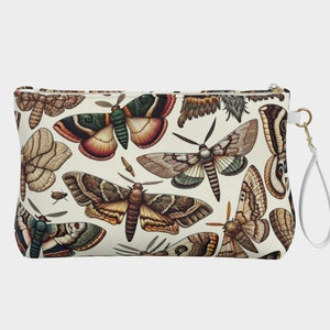 Vegan Leather Moth Make Up Bag / Insect clutch / Moth Gift / Moth Pouch