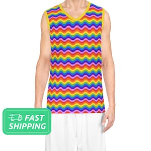 Rainbow Wave Basketball Jersey / Rainbows Pattern Basketball Jersey / Sports Jersey