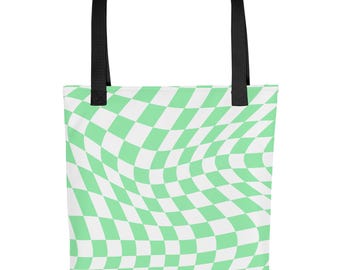 Bolso de mano a cuadros verdes / bolso de biblioteca a cuadros verdes / linda bolsa de supermercado / bolso moderno