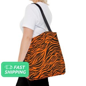 Tiger Stripe Tote Bag / Tiger Pattern Tote Bag