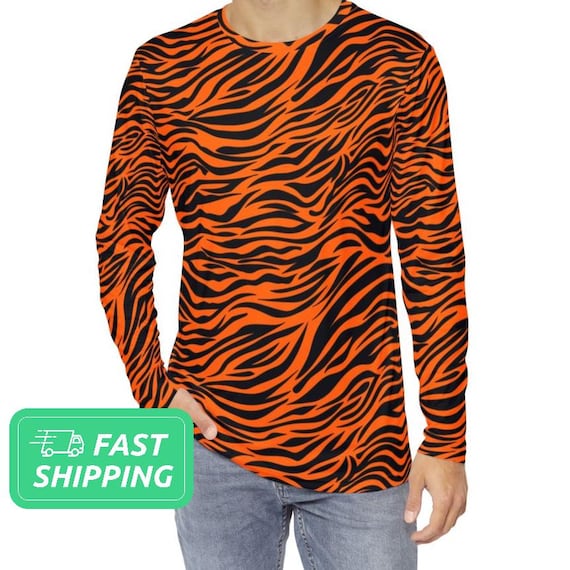 Tiger Stripe Men's Long Sleeve Shirt / Tiger Pattern Men's Long
