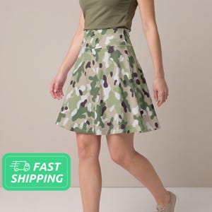 Forest Camo Women's Skater Skirt / Camouflage Women's Skater Skirt / Camouflaged Women's Skater Skirt