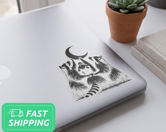Funny Feral Raccoon Stickers / Animal Lover Gift /  Laptop Decals / Waterproof Vinyl Stickers / Cute Wildlife Decor