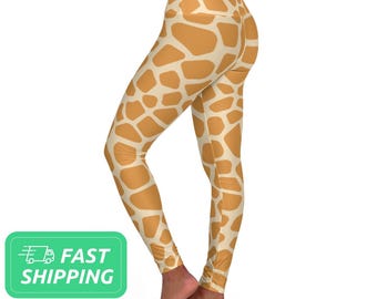 Giraffe Pattern High-Waisted Leggings / Safari High-Waisted Leggings / Yoga Pants