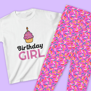 Birthday Girl leggings, Girls Birthday pants, Kid&#39;s Leggings, rainbow sprinkles, toddler tights