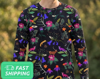 Nature Pattern Men's Long Sleeve Shirt / Forest Pattern Men's Long Sleeve Shirt