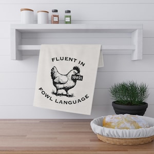 Fließend in Geflügel Sprache Huhn Geschirrtuch, Crazy Huhn Dame, lustige Hühner-Liebhaber Geschenke, Bauer-Dekor