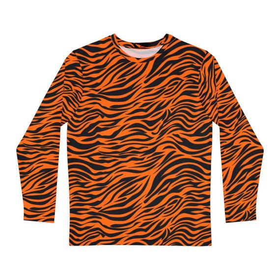 Tiger Stripe Men's Long Sleeve Shirt / Tiger Pattern Men's Long
