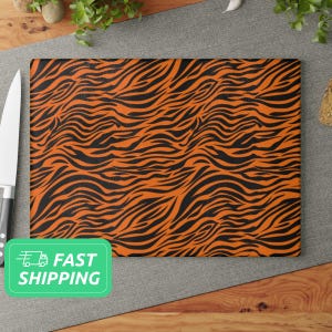 Tiger Stripe Glass Cutting Board / Tiger Pattern Glass Cutting Board
