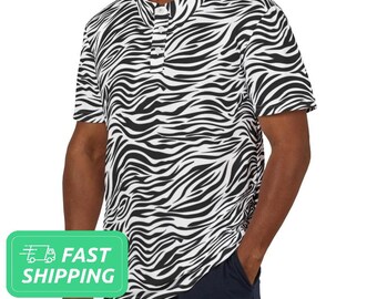 Polo con estampado de cebra / Polo con estampado de rayas / Camisa de manga corta con cuello