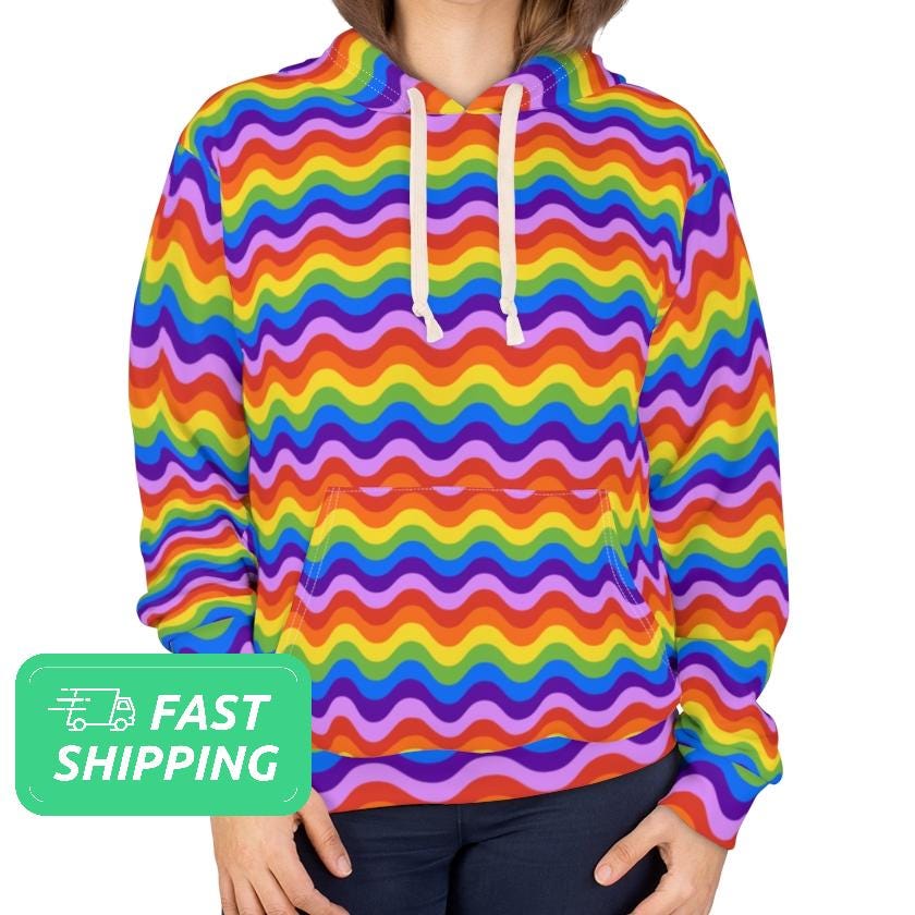 Felpa con cappuccio Rainbow Wave Felpa con cappuccio con motivo