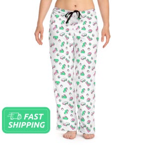 Tetris Pattern (Pink & Green) Pajama Pants / Video Game Pajama Pants