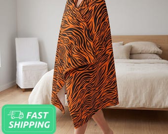 Manta acogedora con estampado de tigre / Manta acogedora con diseño de tigre / Manta de felpa de terciopelo - Año Nuevo