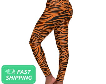 Leggings de cintura alta con rayas de tigre / Leggings de cintura alta con estampado de tigre / Pantalones de yoga