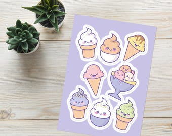 Hoja de pegatinas de helado