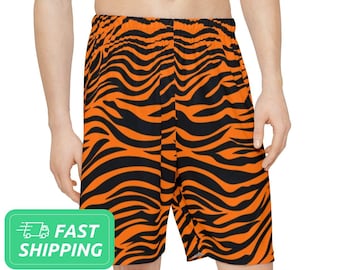 Pantalones cortos deportivos con rayas de tigre para hombre / Pantalones cortos deportivos con estampado de tigre para hombre / Pantalones cortos de baloncesto para hombre