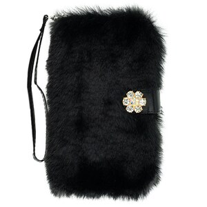 Cartera Furry para Samsung S20 S21 S22 S23 24 Plus Unltra Note 20 Negro