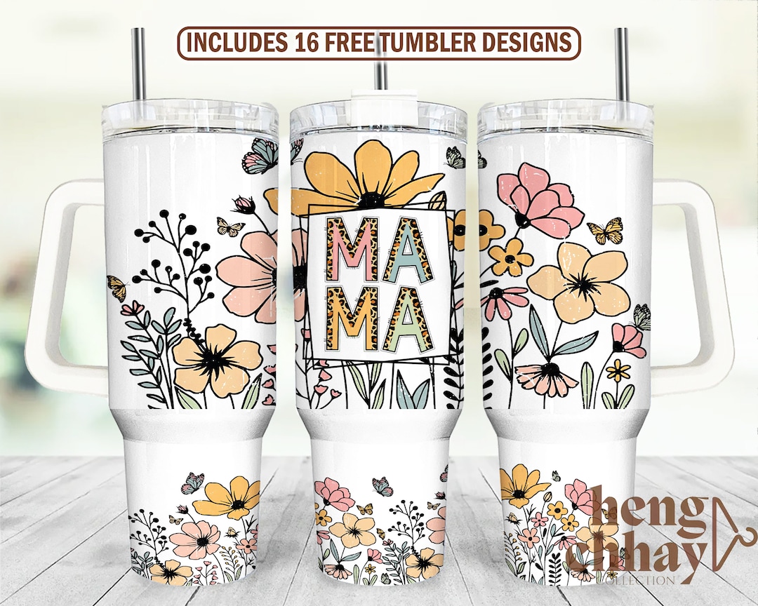 Mama Wildflower 40oz Quencher Tumbler Wrap, Wildflower Tumbler Wrap for ...
