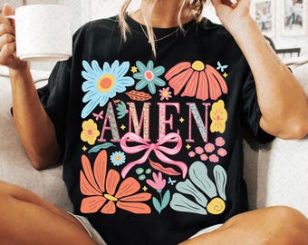Amen Coquette Bow PNG, Christian Easter PNG, Boho Easter Png, Amen Varsity Png, Floral Spring Png, Jesus Bible Verse Png, Happy Easter Png