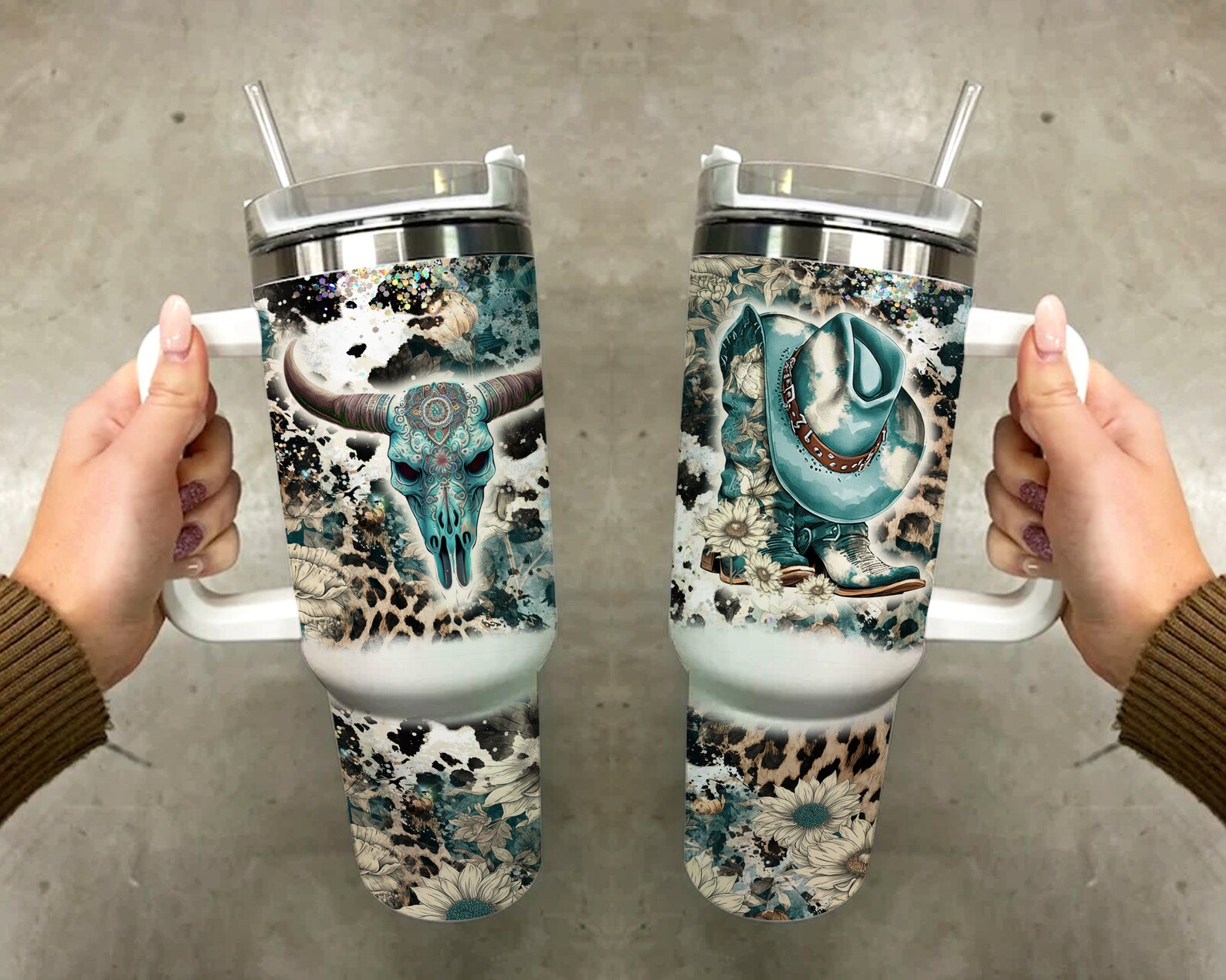 Rustic Cowgirl 40oz Tumbler Wrap - PNG Tumbler Design Sublimation ...