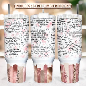 Christian Affirmations 40oz Tumbler Wrap - Glitter PNG Tumbler Design Sublimation Designs Downloads Seamless Sublimation Tumbler with Handle