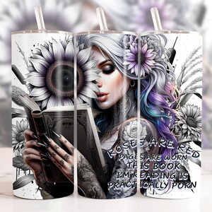 Smutt Book 20Oz Tumbler Wrap, Sublimation Design Templates, Straight Png Digital Download, Skull Tumbler PNG File Digital Straight/Tapered