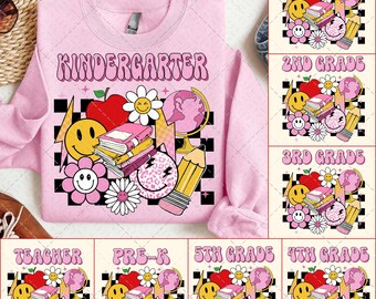 Back To School PNG Bundle, Retro Back To School Png, School Grade Png Bundle, School Kids Png Bundle, 1st 2nd 3rd 4th Grade PNG Sublimation
