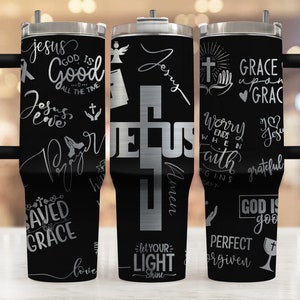 Religious Faith Jesus Laser Engraved Full Wrap Design for 40oz Tumbler, Digital Download, Seamless Design, SVG For Laser Rotary