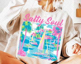 Preppy Sommer salzige Seele png, Pink Hot Beach png, Strand-Vibes png, Pinselstrich png, ästhetischer Sommer png, trendiger Sommer png, lustiger sarkastischer png
