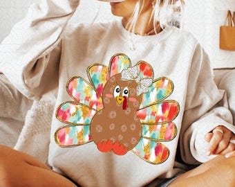 Kleurrijk flirt kalkoen png, glitter kalkoen, Thanksgiving png, dankbaar png, Dalmatische stippen boog herfst png, handgetekende, penseelstreek