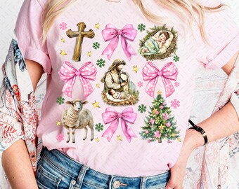 Coquette Jesus Christmas Png, Baby Jesus Png, Christian Christmas Png, Coquette Bow Png, Bible Verse Png, Nativity Scene Png, Oh Holy Night