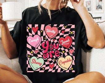 You Are Enough Valentine Png, Retro Valentine Sublimation Design, Self Love Valentine Png, Valentine Heart Png, Positive Affirmations Png