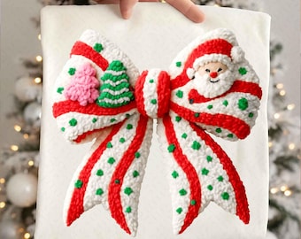 Laço de Natal com Fio Sintético PNG, Bolo de Árvore de Fios PNG, Coquete de Natal PNG, Camisa de Natal com Fio Sintético, Gancho de Trava PNG, Download Digital de Bordado