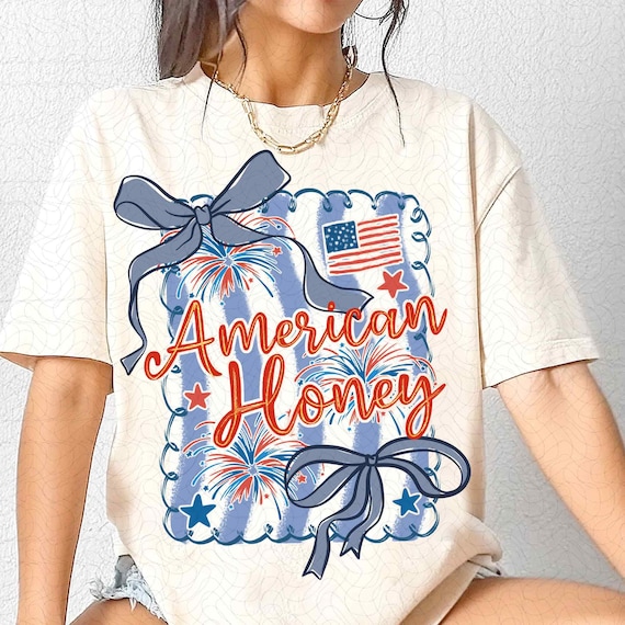 American Honey Coquette Png, Preppy 4th of July PNG, Girly Memorial Day Png, Vintage USA Png, Independence Day png, Land of the Free