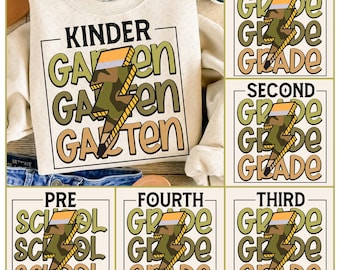 Retro Back to School Bundle, Kindergarten, Erster Schultag, Schule Png, Retro PNG, Design der ersten / zweiten / dritten Klasse, Schulpaket Png