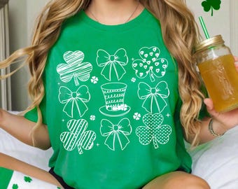 St Patricks Day Coquette Shamrock png, Lucky Shamrock Coquette png, Ierse png, St Patricks Shirt Design, Doodle Shamrock, Lucky Charm png