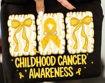 Coquette Childhood Cancer Png, Childhood Awareness Shirt, In September We Wear Gold Png, Childhood Cancer Support Png, Gold Ribbon Png