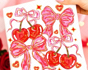 Fiocco di ciliegia di San Valentino in formato PNG, disegno per maglietta di San Valentino con pennellata rosa, ti amo molto, ciliegia, sublimazione, xoxo be mine, download digitale
