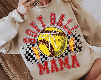 Softball Mama Retro Checkered Softball Coquette PNG Game Day Softball Mom Png Softball Shirt Design Trendy Softball Sublimation DTF ORIGINAL